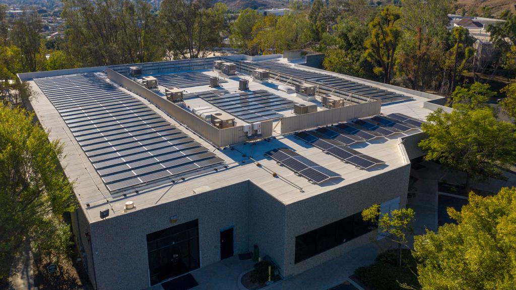 office building with commercial solar panels in orange county